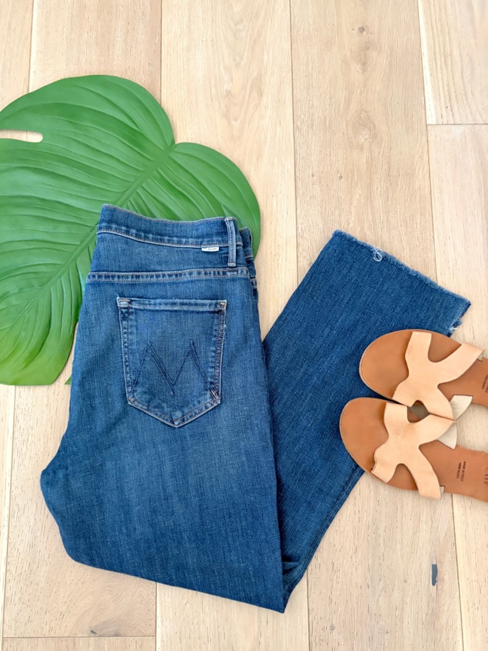 Mother the Insider Crop Step Fray Blue Gold Coast Size 32 Anthro lightweight